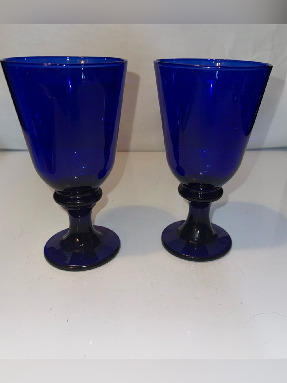 Vintage Libbey Cobalt Deep Blue Glass Goblets Lot Of 2